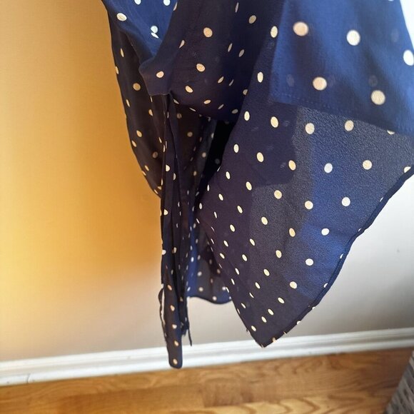 Baum Und Pferdgarten Midi Dress Sz 36 Navy Blue Polka Dot Sleeveless Silk Blend - Picture 10 of 16